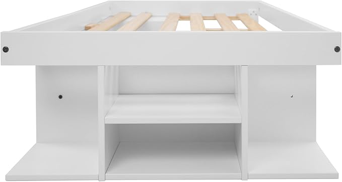 memomad Bali Storage Platform Bed with Drawers (Twin Size, Off White)