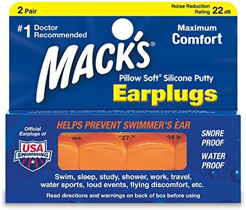 Mack’s Pillow Soft Silicone Earplugs – 2 Pair – The Original Moldable Silicone by Macks