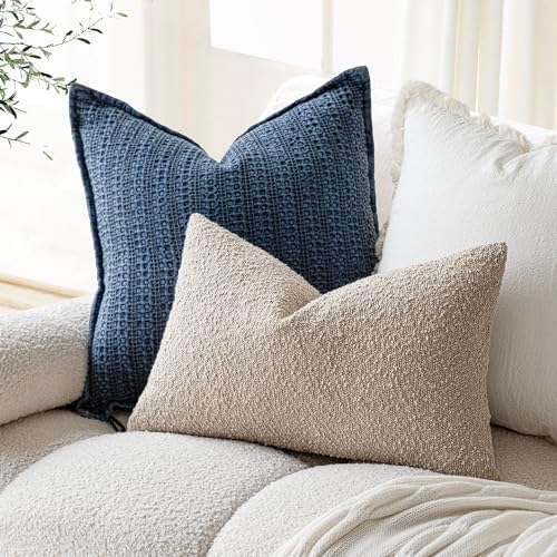 Foindtower Cozy Textured Boucle Lumbar Throw Pillow Covers 12x20 Oatmeal - Image 5