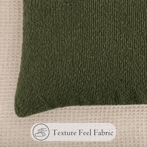 JoraLion 12x24 inch Boucle Lumbar Pillow Cover, Army Green Woven Texture - Image 5