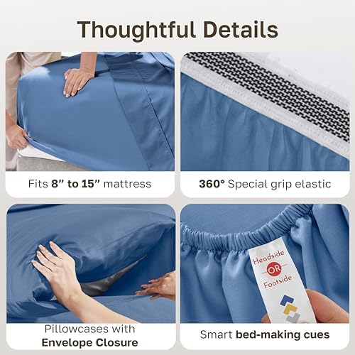 California Design Den 100% Organic Cotton Deep Pocket Queen Sheets Set - Image 4