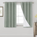 PrinceDeco 100% Blackout Curtains 54" Long Green Blackout Curtains for Bedroom Linen Texture Solid Thermal Insulated with White Liner Luxury Decor for Nursery 52x54 Inch (2 Panels)
