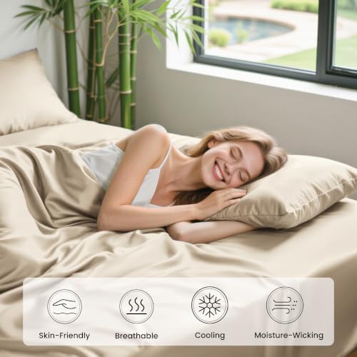 Love's cabin 4 Piece Queen Sheet Set, 100% Rayon Derived from Bamboo, Cooling & - Image 5