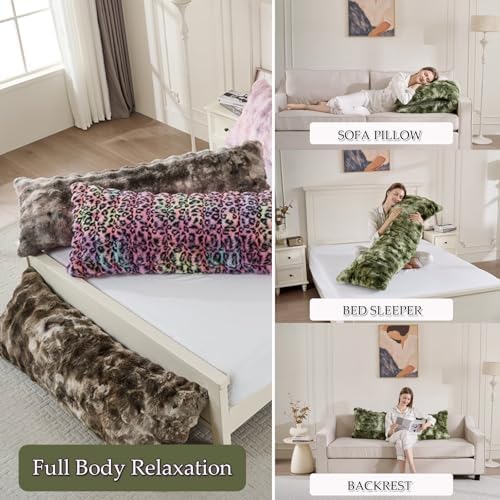 20"x54"Luxury Shaggy Faux Fur Body Pillow Cover, Bubble Fluffy Plush Bed Body - Image 6