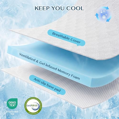 MASVIS 3 Inch Memory Foam Mattress Topper Twin Size, Ventilated Gel Mattress - Image 7
