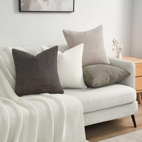 Topfinel Neutral Grey Pillow Covers Set of 4, Boho Sofa Throw Pillows Covers - Image 2