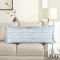 CPC Block Print Indigo Regal Ruffle Cotton Lumbar Pillow Cover 14x36 inch by COTTONPRINTCLUB