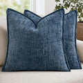 MIULEE Slubby Textured Decorative Euro Throw Pillow Covers Navy Blue 22x22 by MIULEE