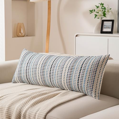 Boho Long Lumbar Body Decorative Throw Pillow Covers 14x36 Inch Pack of 1 Blue by KOOLIFE