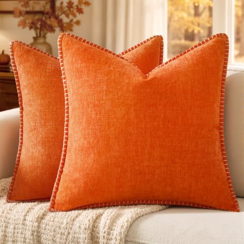 MIULEE Fall Decorative Couch Throw Pillow Covers 18x18 Inch Bright Orange by MIULEE