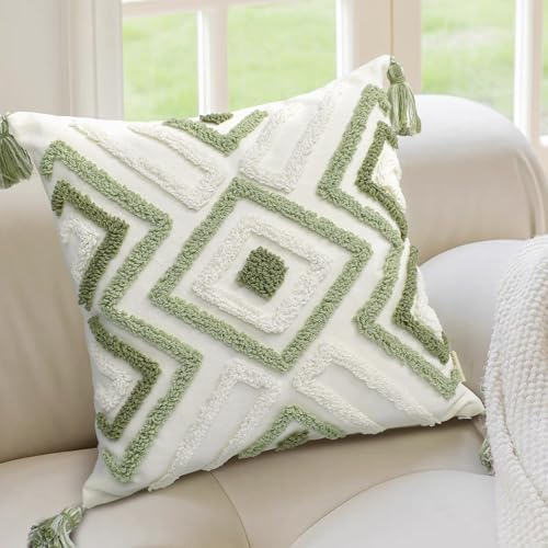 Boho Pillow Covers 18X18 Inch Boho Tufted Throw Pillow Covers Decorative - Image 5