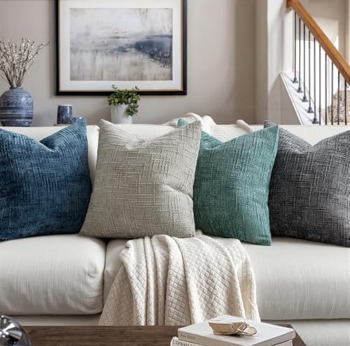 MIULEE Chenille Textured Throw Pillow Covers Dark Grey 20x20 Set of 2 - Image 4
