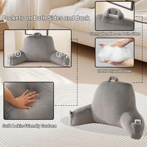 Large Plush Backrest Pillow for Sitting in Bed, Faux Fur - Image 5