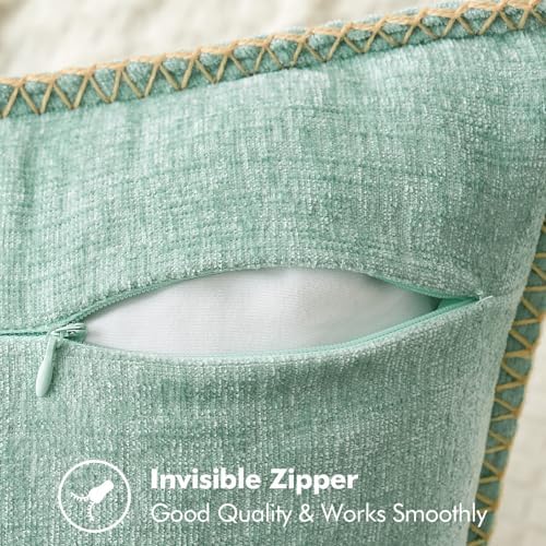 MIULEE Decorative Couch Throw Pillow Covers 18x18 Inch Aqua Green 2 Pack - Image 3