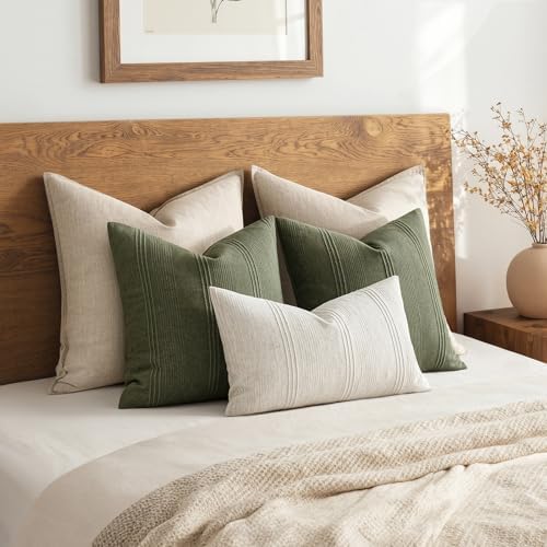 MIULEE Lumbar Striped Throw Pillow Covers 12x20 Natural Beige 2 Pack - Image 5