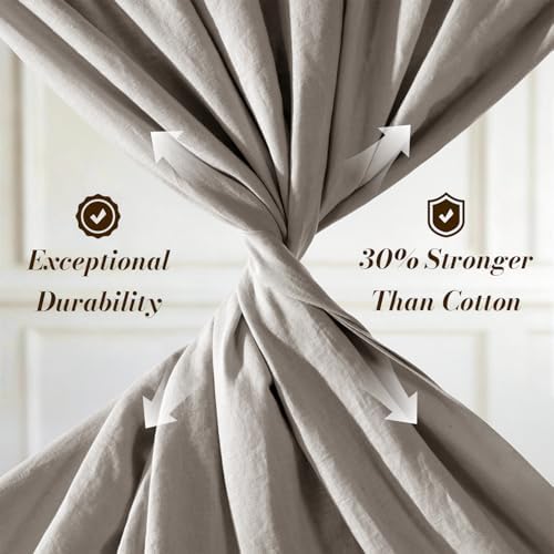 SONORO KATE 100% French Linen Queen Size Sheets Set, Natural Flax Bedding - Image 4