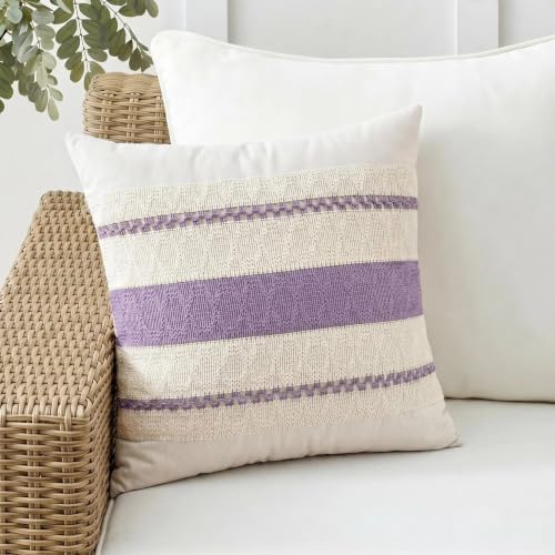 Fancy Homi Set of 2 Boho Lavender Decorative Throw Pillow Cover 20x20 Inch - Image 6