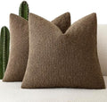 Foindtower Decorative Textured Boucle Throw Pillow Covers 26x26 Chocolate by Foindtower