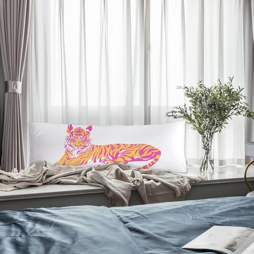 Trendy Pink and Orange Tiger Body Pillow Covers 20x54, Coquette Room Decor - Image 5