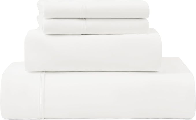 UGG Cali King Sheet Set 4-Piece Luxury Cooling Sheets Deep Pockets Premium Bedding with 2 Pillow Shams Machine Washable Soft Lightweight Bed Set for Bedroom, California King, White (Hedi)