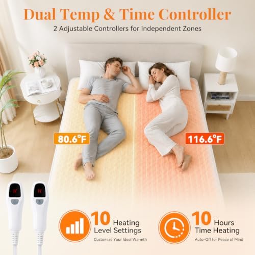 Heated Mattress Pad California King Size, Coral Fleece Electric Mattress Pad - Image 2