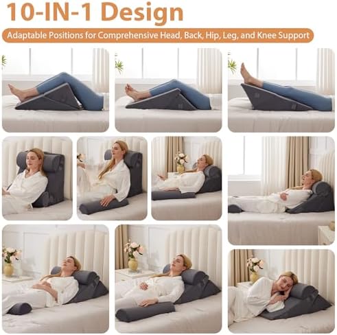 BIEEZZK 4PCS Wedge Pillow Set for After Surgery, Back Pillow for Bed Sitting up - Image 2