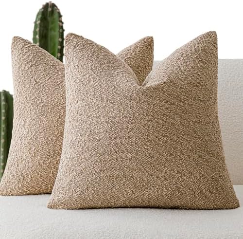 Foindtower Decorative Textured Boucle Throw Pillow Covers 24x24 Inch by Foindtower