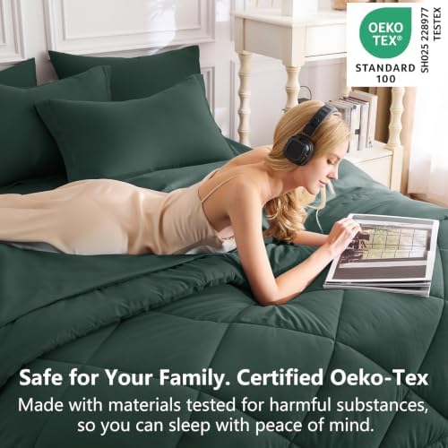 CozyLux Twin XL Comforter Set 68"x88" Forest Green - Image 3