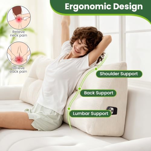 Headboard Pillow King, Triangle Bed Wedge Pillow - Image 3