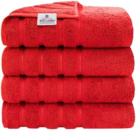 American Soft Linen 100% Cotton Luxury Turkish Towels, 4 PC Bath Towel Set by AmericanSoftLinen