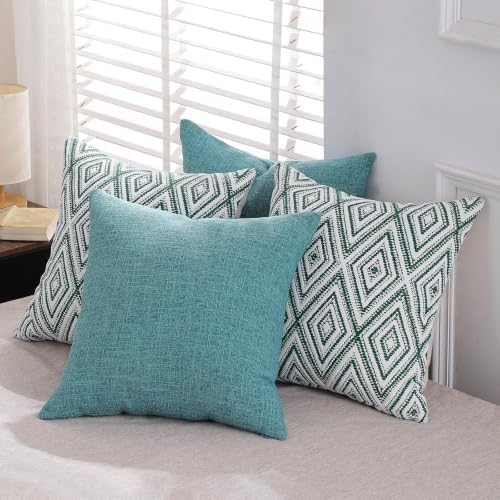 HPUK Throw Pillow Covers 18x18, Aqua Blue Couch Pillow Covers - Image 6