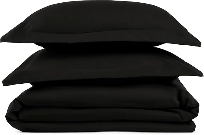 PeachSkinSheets 1500tc Level of Softness Soft Cooling Duvet Cover Set | King/Cali King Size - Midnight Black