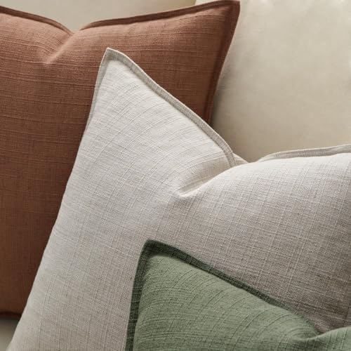MIULEE Thick Textured Decorative Throw Pillow Covers 22x22 in Oatmeal Linen - Image 3
