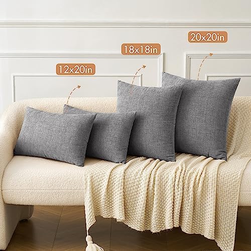 MIULEE Soft Chenille Lumbar Throw Pillow Covers Dark Gray 12x20 Pack of 2 - Image 4