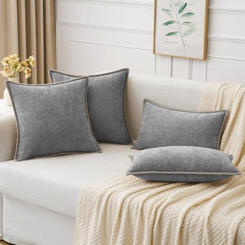 MIULEE Decorative Couch Throw Pillow Covers 18x18 Inch Dark Gray 2 Pack - Image 5