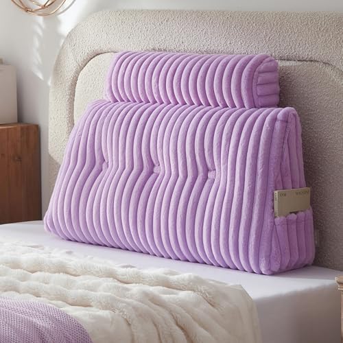 Headboard Pillow + A Long Neck Roll Pillow Body Pillow，Faux Fur Headboard Wedge - Image 2