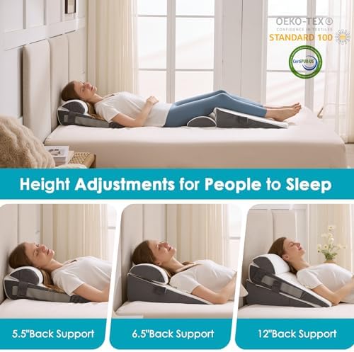 3Pcs Wedge Pillow Set for After Surgery, Acid Reflux Relief, Adjustable Bed - Image 3