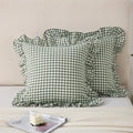 Silnuo 2 Pack Sage Green/White Plaid Ruffle Throw Pillow Covers Farmhouse by Silnuo
