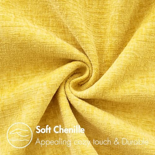 MIULEE Soft Chenille Lumbar Throw Pillow Covers Yellow 12x20 Pack of 2 - Image 2