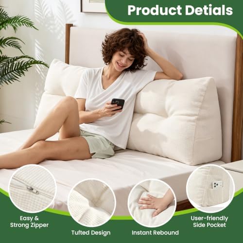 Headboard Pillow King, Triangle Bed Wedge Pillow - Image 5