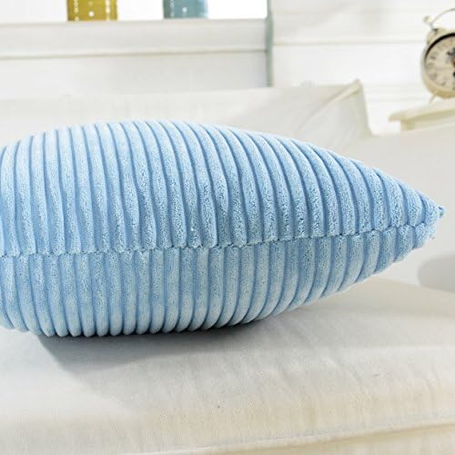 Home Brilliant Blue Throw Pillow Covers Set Supersoft Corduroy Decorative - Image 5