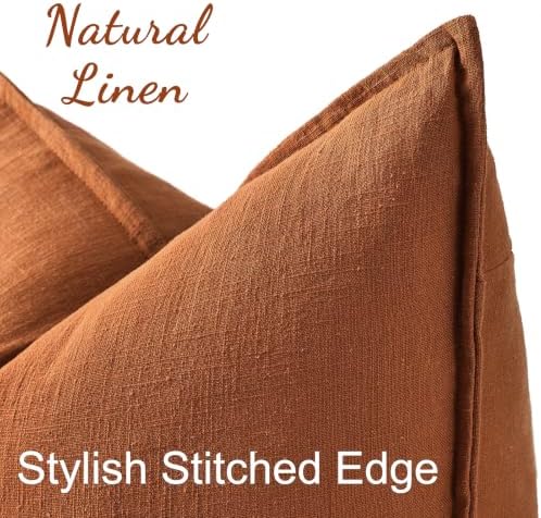 decorUhome Fall Light Rust Linen Throw Pillow Covers 20x20 Set of 2 - Image 4