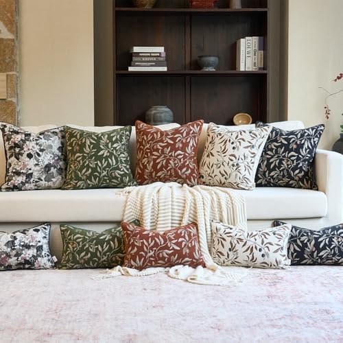 Alerfa Black Floral Throw Pillow Cover 20 x 20 Inch Sqaure Luxury Decorative - Image 7