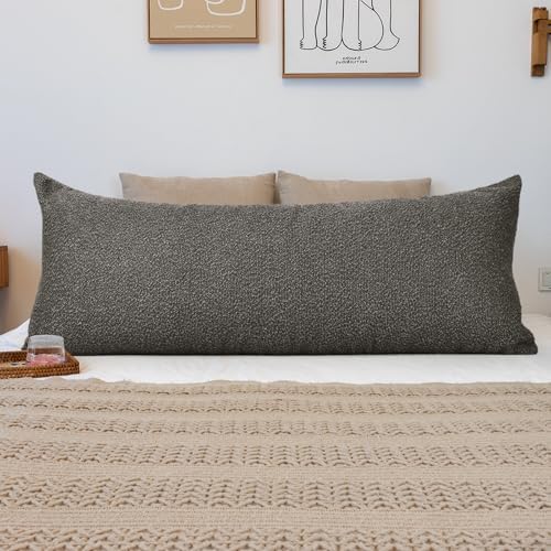 JoraLion 20x54 inch Neutral Boucle Body Pillow Cover, Dark Grey Long Pillow by JoraLion