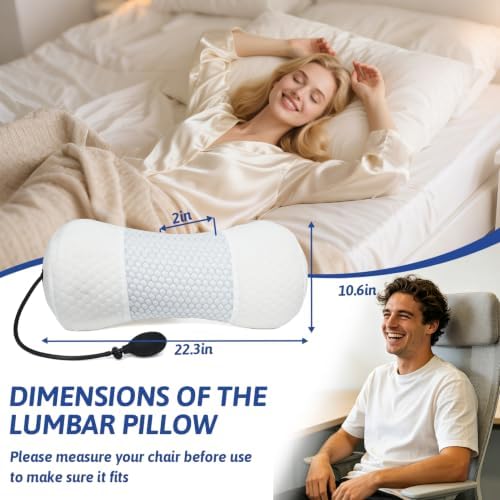 Wdmiya Lumbar Support Pillow for Bed, Adjustable Height 2"-5" Inflatable - Image 5