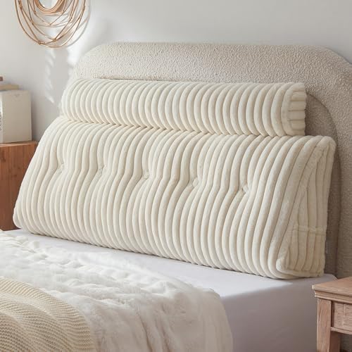 Headboard Pillow + A Long Neck Roll Pillow Body Pillow，Faux Fur Headboard Wedge - Image 2