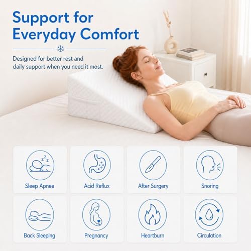 OAISZ Wedge Pillow for Sleep Apnea, 12-Inch Memory Foam Top - Image 6