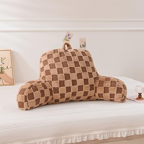 Aimuan Reading Pillow Checkered Bed Rest Wedge Backrest Checkerboard Pillow - Image 5
