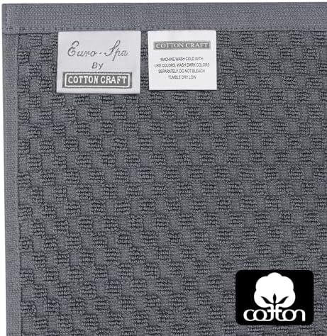 COTTON CRAFT Euro Spa Waffle Wash Cloth - Set of 12 Grey Washcloth - Image 7