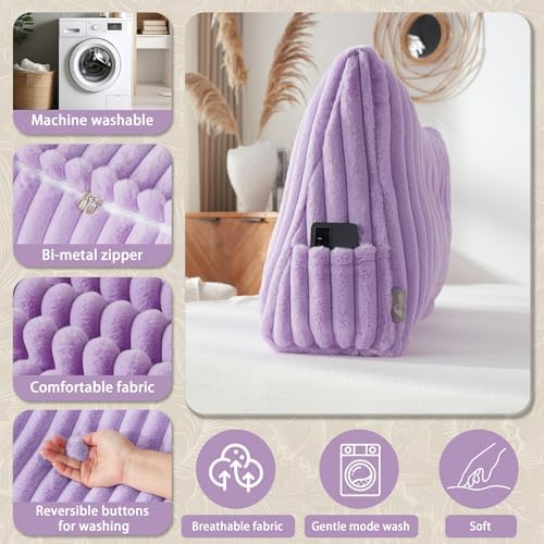 Headboard Pillow + A Long Neck Roll Pillow Body Pillow，Faux Fur Headboard Wedge - Image 6